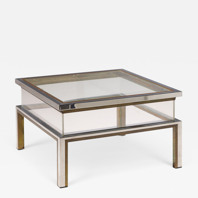 Romeo Rega Romeo Rega Mid Century Chrome Brass and Glass Coffee Table