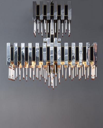Romeo Rega Romeo Rega Mid Century Metal and Glass Chandelier