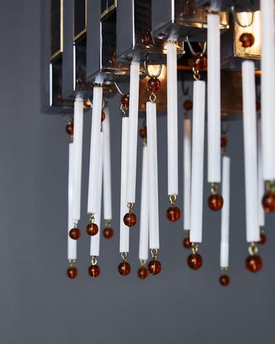Romeo Rega Romeo Rega Mid Century Metal and Glass Chandelier