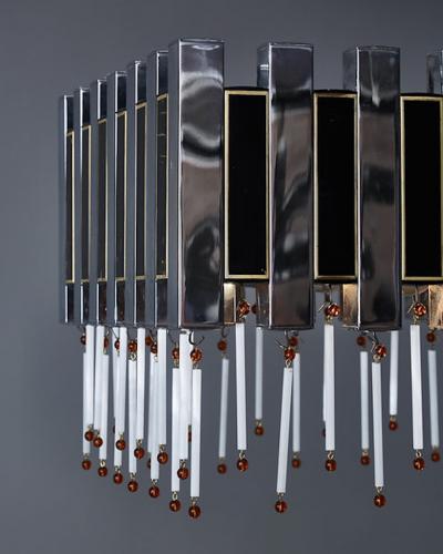 Romeo Rega Romeo Rega Mid Century Metal and Glass Chandelier