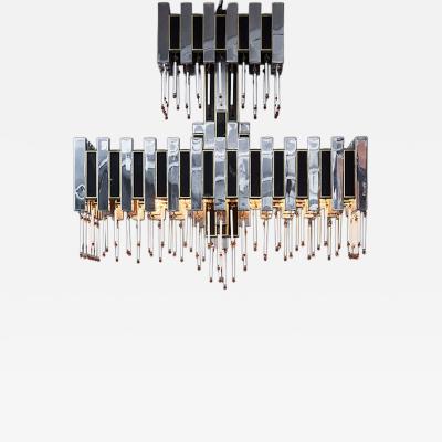 Romeo Rega Romeo Rega Mid Century Metal and Glass Chandelier