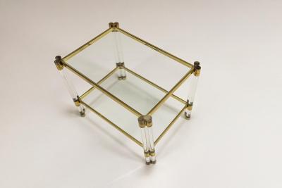 Romeo Rega Romeo Rega Pair of Lucite and Brass Side Tables Italy 1970s