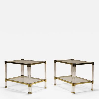 Romeo Rega Romeo Rega Pair of Lucite and Brass Side Tables Italy 1970s
