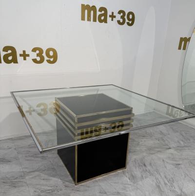 Romeo Rega Romeo Rega Square Glass Brass Dining Table Italy 1970s