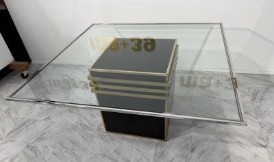 Romeo Rega Romeo Rega Square Glass Brass Dining Table Italy 1970s