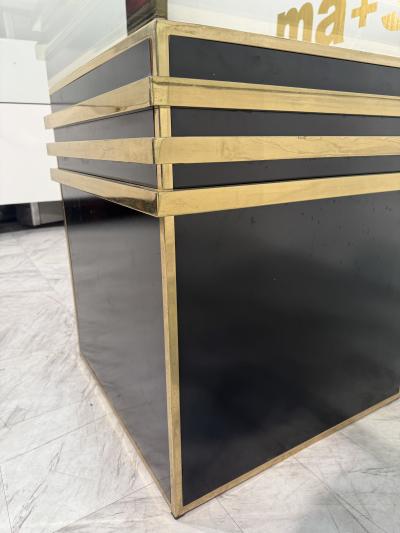Romeo Rega Romeo Rega Square Glass Brass Dining Table Italy 1970s