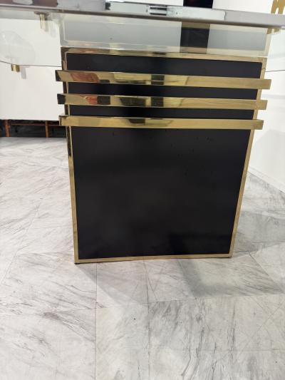 Romeo Rega Romeo Rega Square Glass Brass Dining Table Italy 1970s