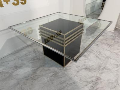 Romeo Rega Romeo Rega Square Glass Brass Dining Table Italy 1970s
