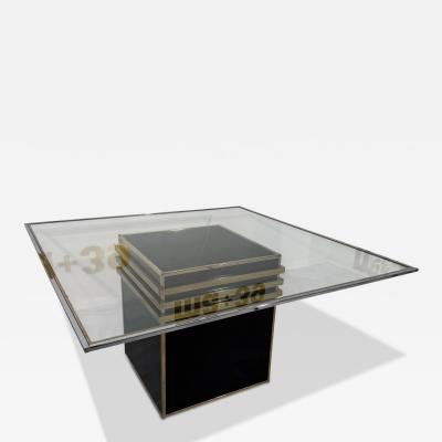 Romeo Rega Romeo Rega Square Glass Brass Dining Table Italy 1970s