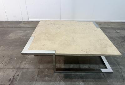Romeo Rega Romeo Rega for Adriana Asti Marble and Chrome Coffee Table 1970s