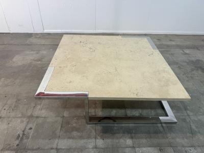 Romeo Rega Romeo Rega for Adriana Asti Marble and Chrome Coffee Table 1970s