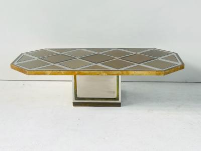 Romeo Rega Romeo Rega for Metalarte Brass Chrome Mirror Coffee Table Italy 1970