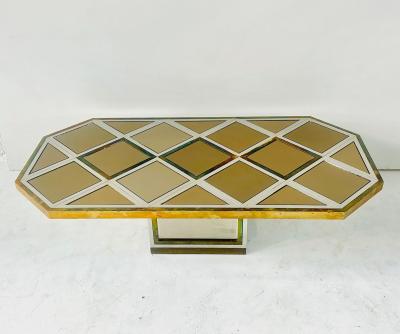 Romeo Rega Romeo Rega for Metalarte Brass Chrome Mirror Coffee Table Italy 1970