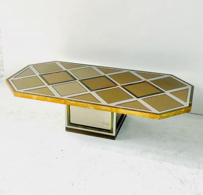 Romeo Rega Romeo Rega for Metalarte Brass Chrome Mirror Coffee Table Italy 1970