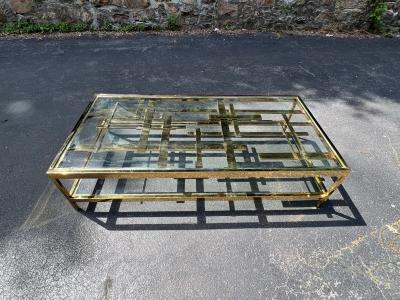 Romeo Rega STRIKING MODERNIST GOLD METAL MULTI STRAP AND BAR COFFEE TABLE