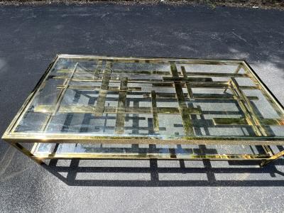 Romeo Rega STRIKING MODERNIST GOLD METAL MULTI STRAP AND BAR COFFEE TABLE