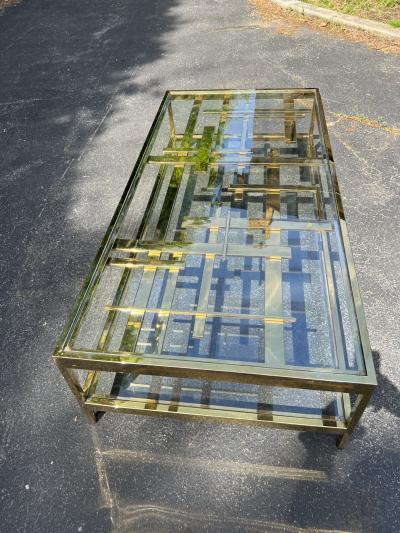 Romeo Rega STRIKING MODERNIST GOLD METAL MULTI STRAP AND BAR COFFEE TABLE