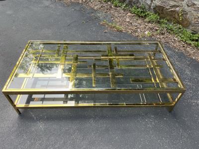 Romeo Rega STRIKING MODERNIST GOLD METAL MULTI STRAP AND BAR COFFEE TABLE