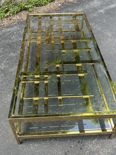 Romeo Rega STRIKING MODERNIST GOLD METAL MULTI STRAP AND BAR COFFEE TABLE