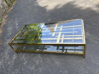 Romeo Rega STRIKING MODERNIST GOLD METAL MULTI STRAP AND BAR COFFEE TABLE