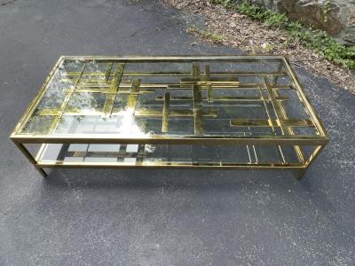 Romeo Rega STRIKING MODERNIST GOLD METAL MULTI STRAP AND BAR COFFEE TABLE