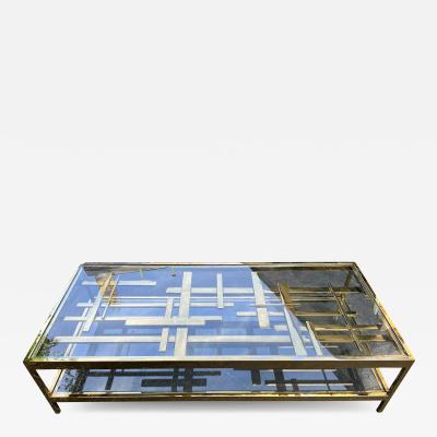 Romeo Rega STRIKING MODERNIST GOLD METAL MULTI STRAP AND BAR COFFEE TABLE