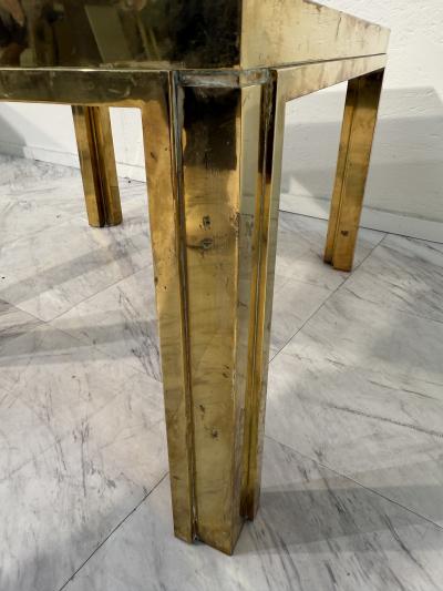 Romeo Rega Set of Three Romeo Rega Brass and Smoked Glass Coffee Tables Italy 1970s