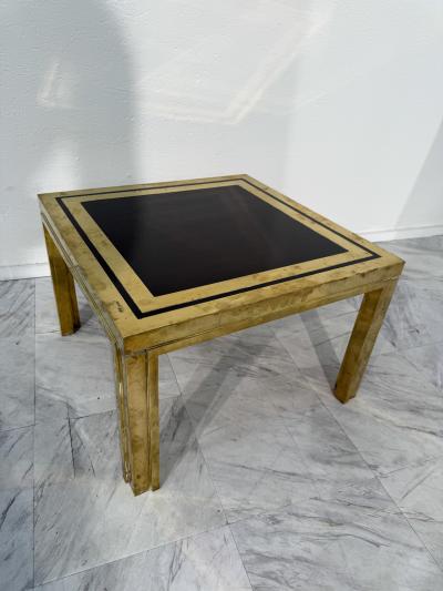 Romeo Rega Set of Three Romeo Rega Brass and Smoked Glass Coffee Tables Italy 1970s