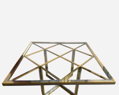 Romeo Rega Square table in polished brass and chromed steel Romeo Rega Italy circa 1970