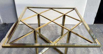Romeo Rega Square table in polished brass and chromed steel Romeo Rega Italy circa 1970