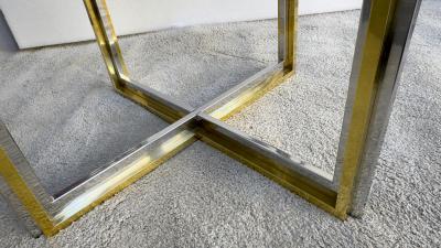 Romeo Rega Square table in polished brass and chromed steel Romeo Rega Italy circa 1970