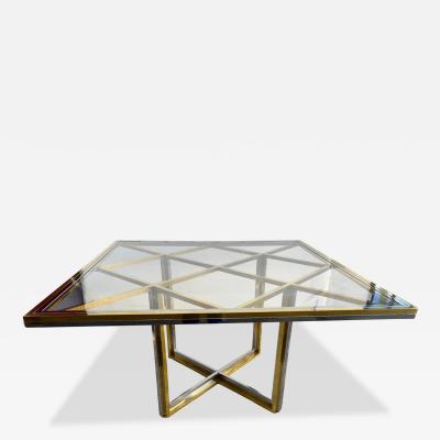 Romeo Rega Square table in polished brass and chromed steel Romeo Rega Italy circa 1970