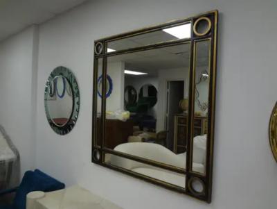 Romeo Rega Vintage Italian Mid Century Square Iron Mirror