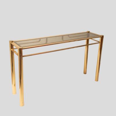 Romeo Rega Vintage gold console with smoke glass top att to Romeo Rega