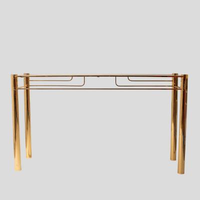 Romeo Rega Vintage gold console with smoke glass top att to Romeo Rega