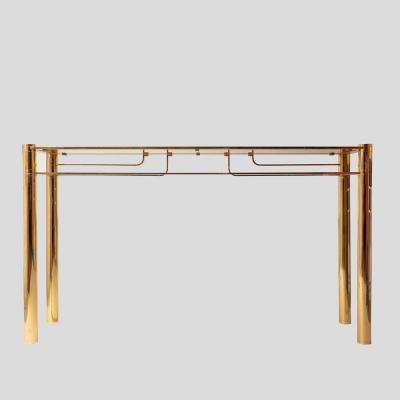 Romeo Rega Vintage gold console with smoke glass top att to Romeo Rega