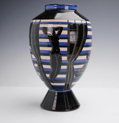 Rometti Umbertide Vase with Nude Comedy and Tragedy Masks by Rometti