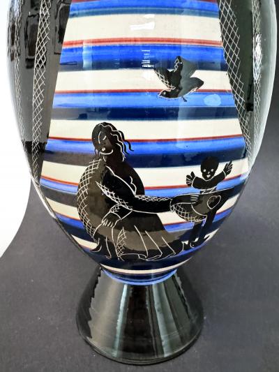 Rometti Umbertide Vase with Nude Comedy and Tragedy Masks by Rometti