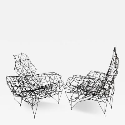Ron Arad Large French Artist Wrought Iron Wire Nylon Sculpture Lounge Chair Ron Arad