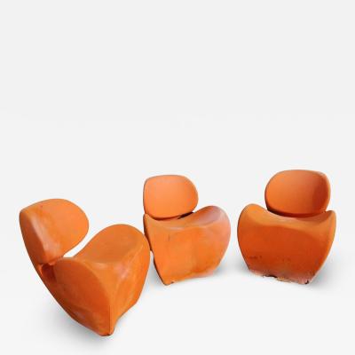 Ron Arad Ron Arad Circa 1991 Four Soft Big Heavy Orange Armchairs Made by Moroso Italy