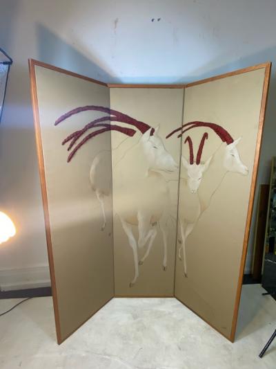 Ron Fritts EXTRAORDINARY FABRIC SCREEN OF ANTELOPES BY RON FRITTS