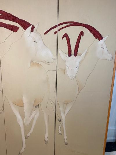 Ron Fritts EXTRAORDINARY FABRIC SCREEN OF ANTELOPES BY RON FRITTS