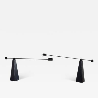 Ron Rezek Rare Pair of Post Modern Adjustable Orbit Lamps by Ron Rezek