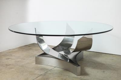 Ron Seff 1980s Polished Chrome and Stainless steel Coronet Dining Table by Ron Seff 