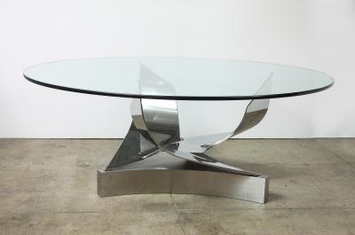 Ron Seff 1980s Polished Chrome and Stainless steel Coronet Dining Table by Ron Seff 