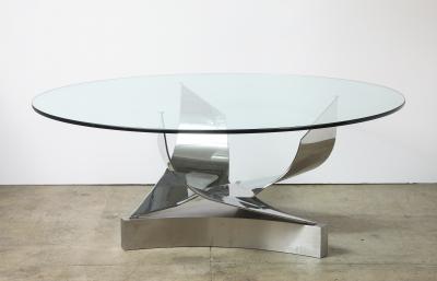 Ron Seff 1980s Polished Chrome and Stainless steel Coronet Dining Table by Ron Seff 