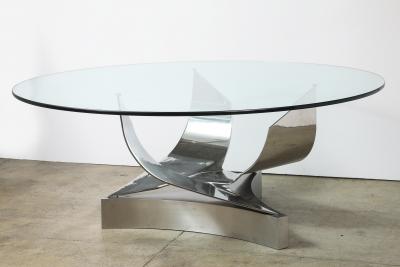 Ron Seff 1980s Polished Chrome and Stainless steel Coronet Dining Table by Ron Seff 