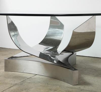 Ron Seff 1980s Polished Chrome and Stainless steel Coronet Dining Table by Ron Seff 
