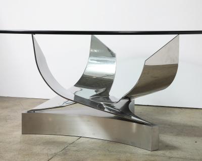 Ron Seff 1980s Polished Chrome and Stainless steel Coronet Dining Table by Ron Seff 