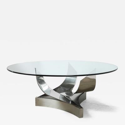 Ron Seff 1980s Polished Chrome and Stainless steel Coronet Dining Table by Ron Seff 